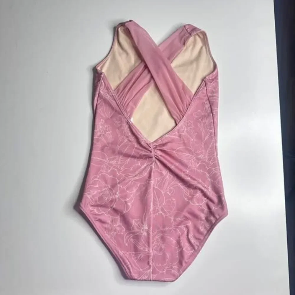 Capezio Floral Print Criss-Cross Back Leotard Size L